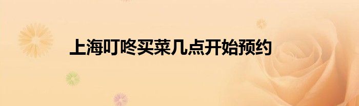 上海叮咚买菜几点开始预约