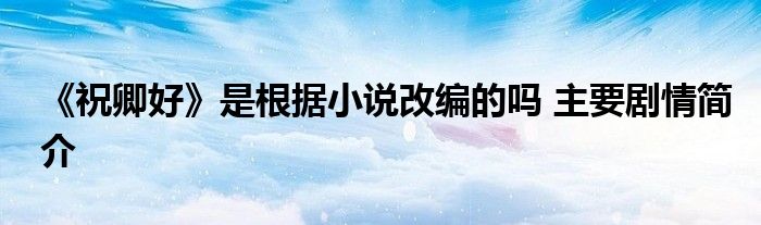 《祝卿好》是根据小说改编的吗 主要剧情简介