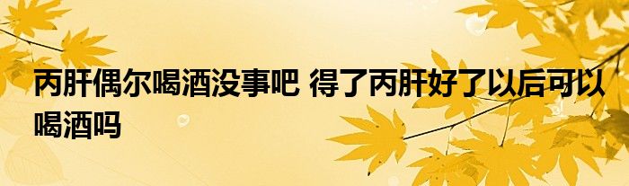 丙肝偶尔喝酒没事吧 得了丙肝好了以后可以喝酒吗