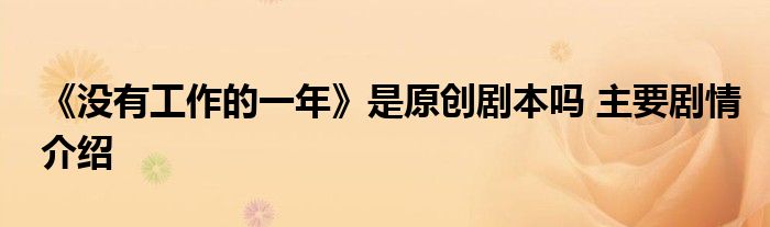 《没有工作的一年》是原创剧本吗 主要剧情介绍