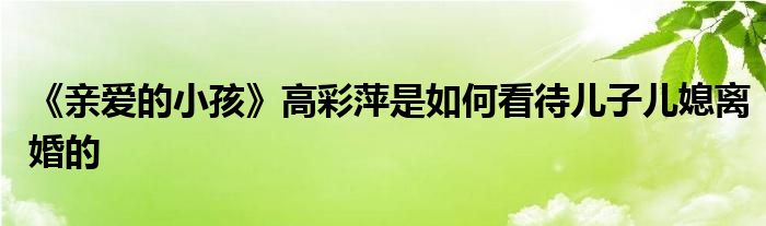 《亲爱的小孩》高彩萍是如何看待儿子儿媳离婚的