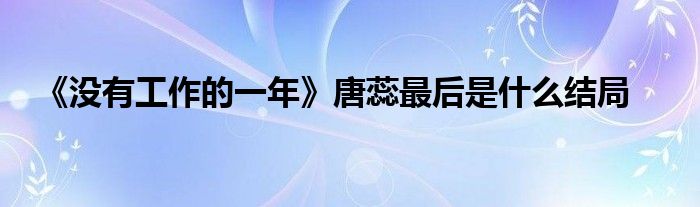 《没有工作的一年》唐蕊最后是什么结局