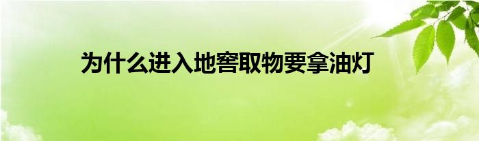 为什么进入地窖取物要拿油灯