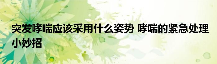 突发哮喘应该采用什么姿势 哮喘的紧急处理小妙招