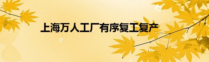 上海万人工厂有序复工复产