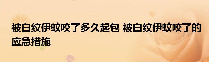 被白纹伊蚊咬了多久起包 被白纹伊蚊咬了的应急措施