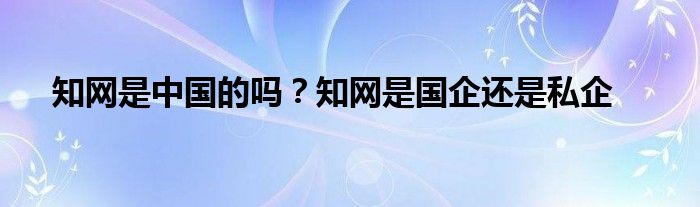 知网是中国的吗?知网是国企还是私企