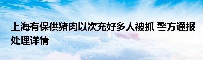 上海有保供猪肉以次充好多人被抓 警方通报处理详情