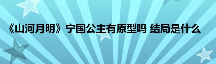 《山河月明》宁国公主有原型吗 结局是什么