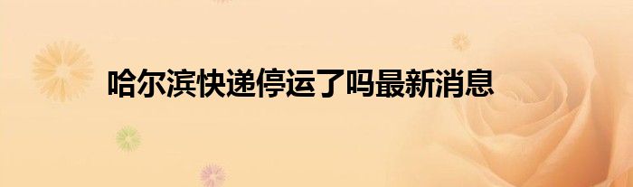 哈尔滨快递停运了吗最新消息