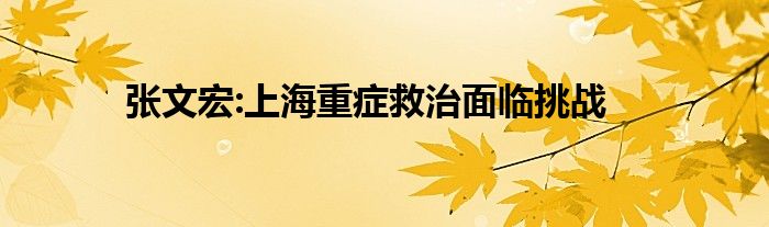 张文宏:上海重症救治面临挑战