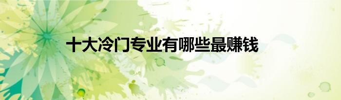 十大冷门专业有哪些最赚钱