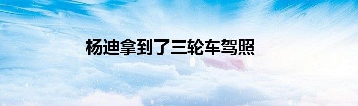 杨迪拿到了三轮车驾照
