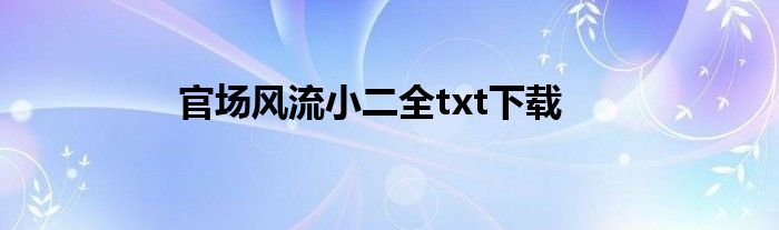 官场风流小二全txt下载