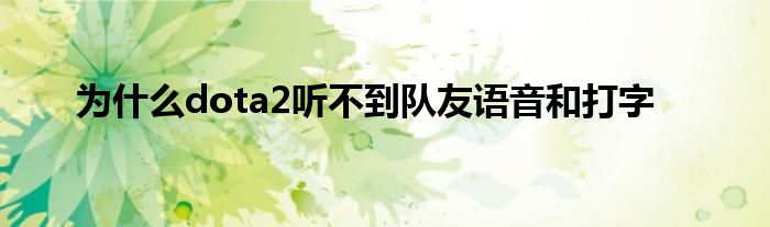 为什么dota2听不到队友语音和打字