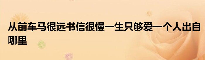从前车马很远书信很慢一生只够爱一个人出自哪里