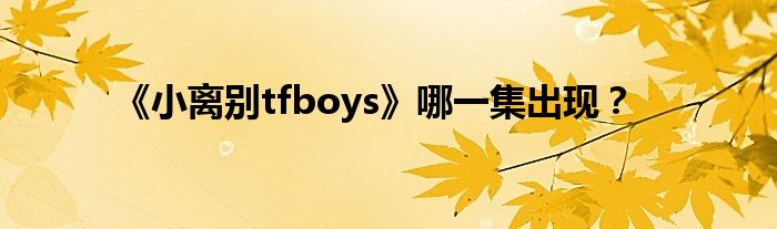 《小离别tfboys》哪一集出现？