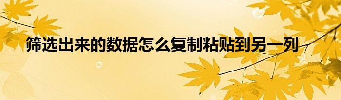 筛选出来的数据怎么复制粘贴到另一列