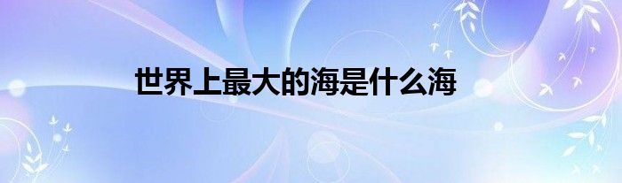 世界上最大的海是什么海