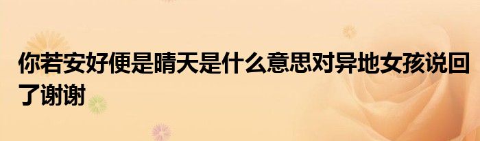 你若安好便是晴天是什么意思对异地女孩说回了谢谢