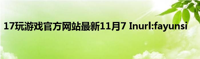 17玩游戏官方网站最新11月7 Inurl:fayunsi