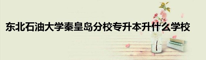 东北石油大学秦皇岛分校专升本升什么学校