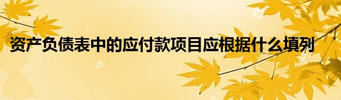 资产负债表中的应付款项目应根据什么填列