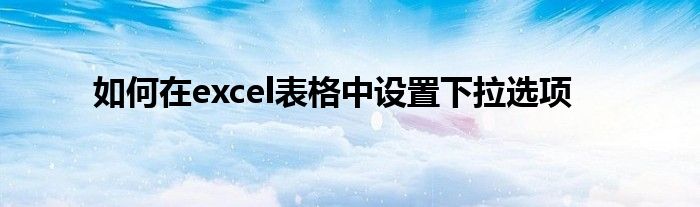 如何在excel表格中设置下拉选项