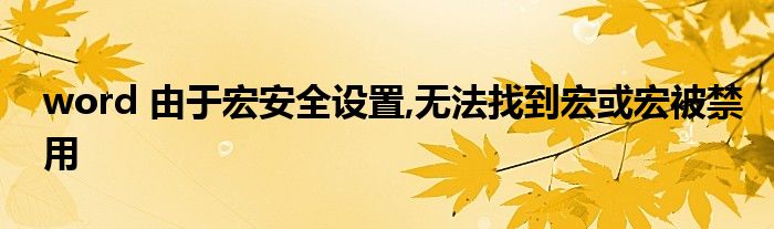 word 由于宏安全设置,无法找到宏或宏被禁用