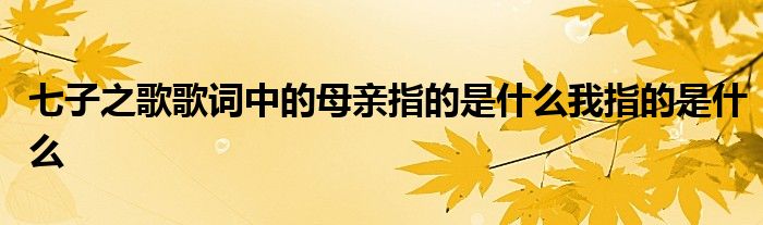 七子之歌歌词中的母亲指的是什么我指的是什么