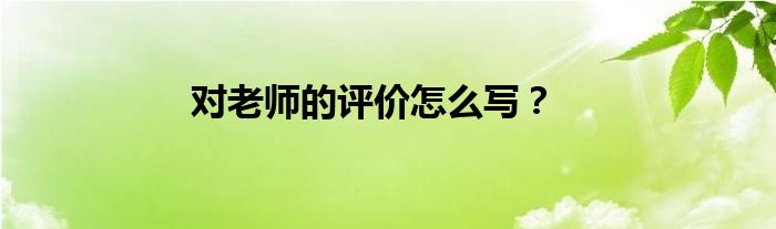 对老师的评价怎么写？