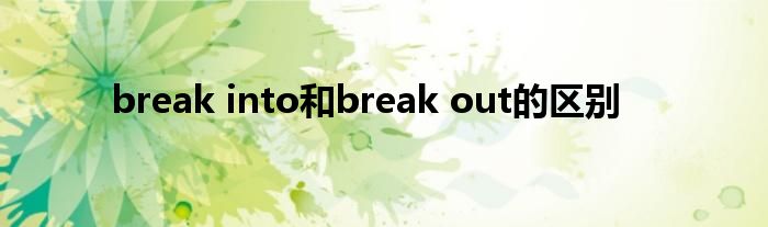 break into和break out的区别