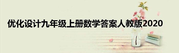 优化设计九年级上册数学答案人教版2020