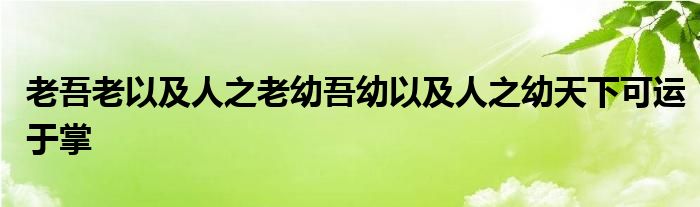 老吾老以及人之老幼吾幼以及人之幼天下可运于掌