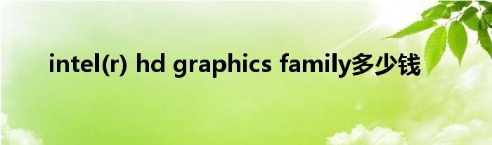 intel(r) hd graphics family多少钱
