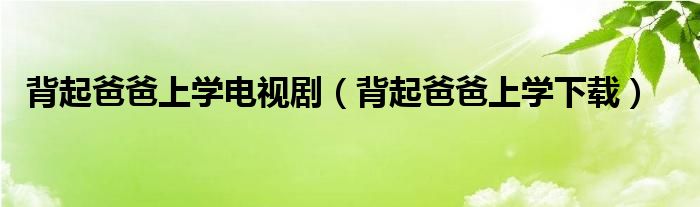 背起爸爸上学电视剧（背起爸爸上学下载）