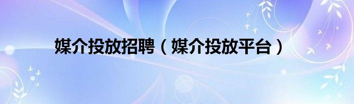 媒介投放招聘（媒介投放平台）