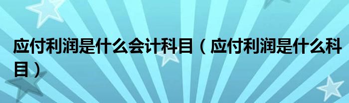 应付利润是什么会计科目（应付利润是什么科目）