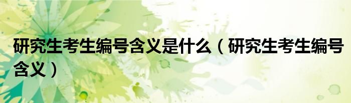 研究生考生编号含义是什么（研究生考生编号含义）