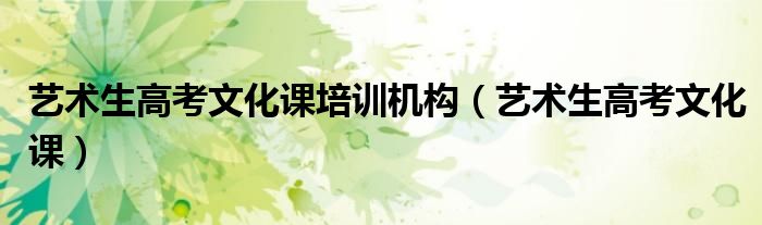 艺术生高考文化课培训机构（艺术生高考文化课）