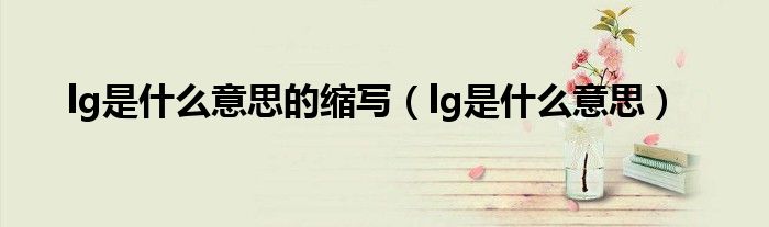 lg是什么意思的缩写（lg是什么意思）