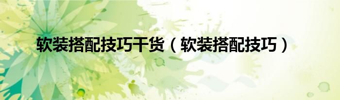 软装搭配技巧干货(软装搭配技巧)