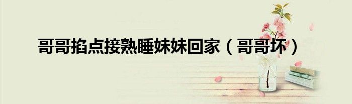 哥哥掐点接熟睡妹妹回家（哥哥坏）