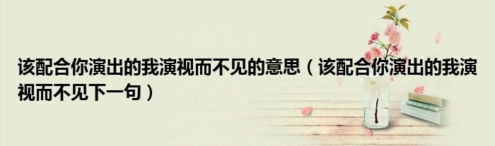 该配合你演出的我演视而不见的意思（该配合你演出的我演视而不见下一句）