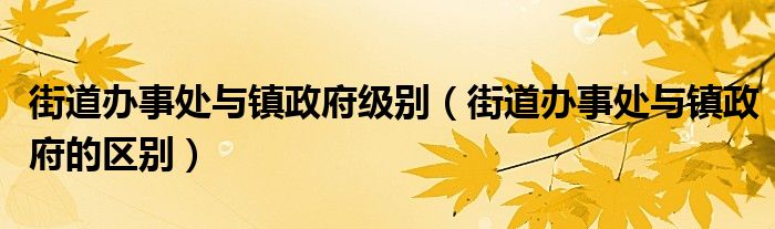 街道办事处与镇政府级别（街道办事处与镇政府的区别）