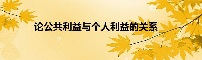 论公共利益与个人利益的关系
