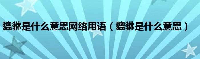 貔貅是什么意思网络用语（貔貅是什么意思）