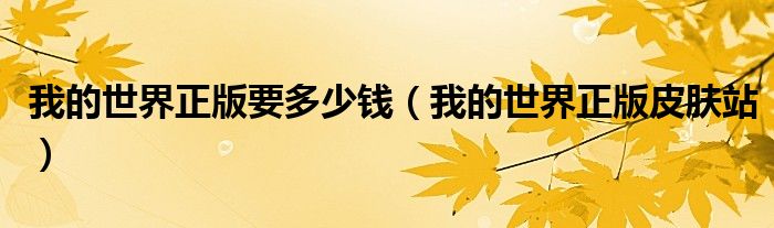 我的世界正版要多少钱（我的世界正版皮肤站）