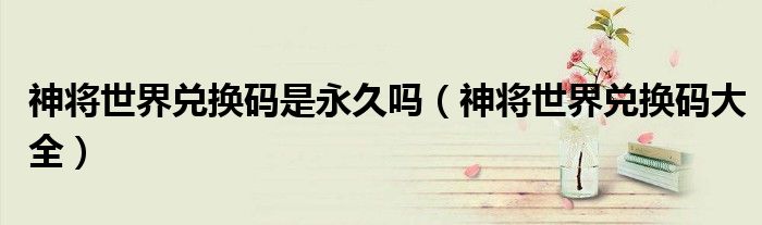 神将世界兑换码是永久吗（神将世界兑换码大全）