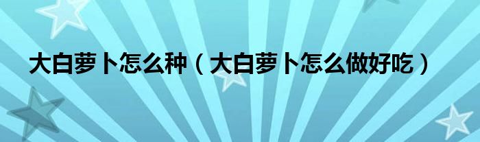 大白萝卜怎么种（大白萝卜怎么做好吃）